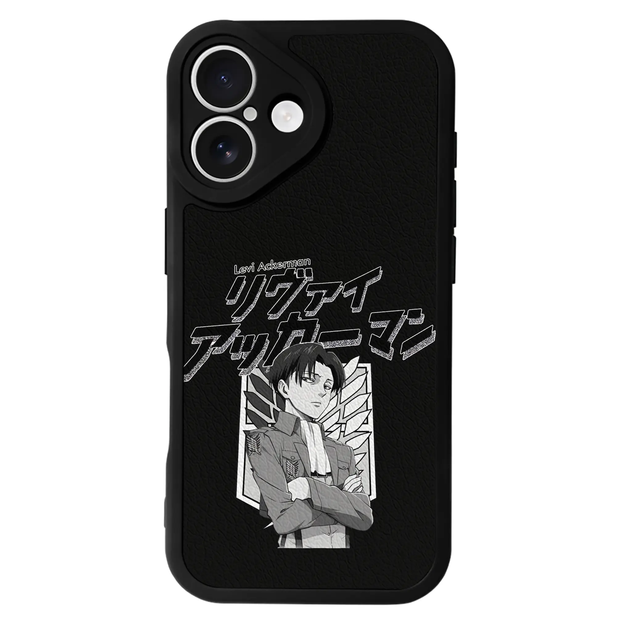 進撃の巨人 グッズ リヴァイ・アッカーマン - IPhone 16シリーズ対応 ・ シリコンスマホケース ・ レザー調 ・ 高精度フィット ・ 耐衝撃 ・ ワイヤレス充電対応 ・ 精密カット